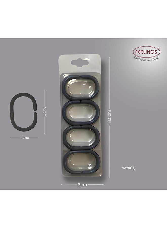 Feelings - Feelings Bath Shower Curtain Ring Grey 12Pcs - Image 1