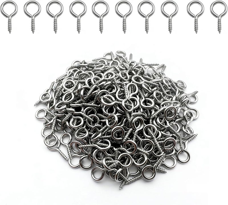 IDEALSV (304) Stainless Steel Small Screw Eye Pins Hooks 0.51x0.24 inch Eyelets Hooks Screws Ring 300 Pcs Small Jewelry Screw Hook Eye Pins - Image 1