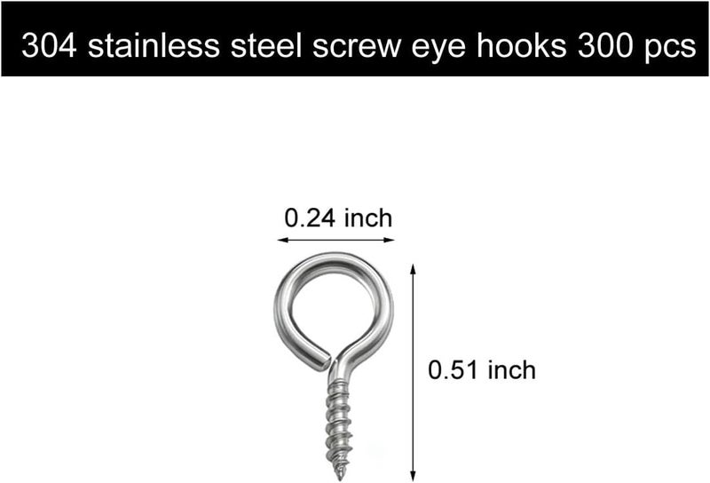 IDEALSV (304) Stainless Steel Small Screw Eye Pins Hooks 0.51x0.24 inch Eyelets Hooks Screws Ring 300 Pcs Small Jewelry Screw Hook Eye Pins - Image 2