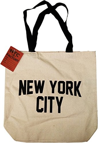 NYC FACTORY NYC Tote Bag Canvas New York City Gift Souvenir Black Straps - Image 1