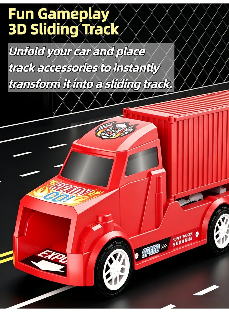 loven Catapult Truck Set: Includes decals and die-cast toy truck; multiple children can play and race together | Suitable as a birthday gift toy for boys aged 3-8. - Image 2