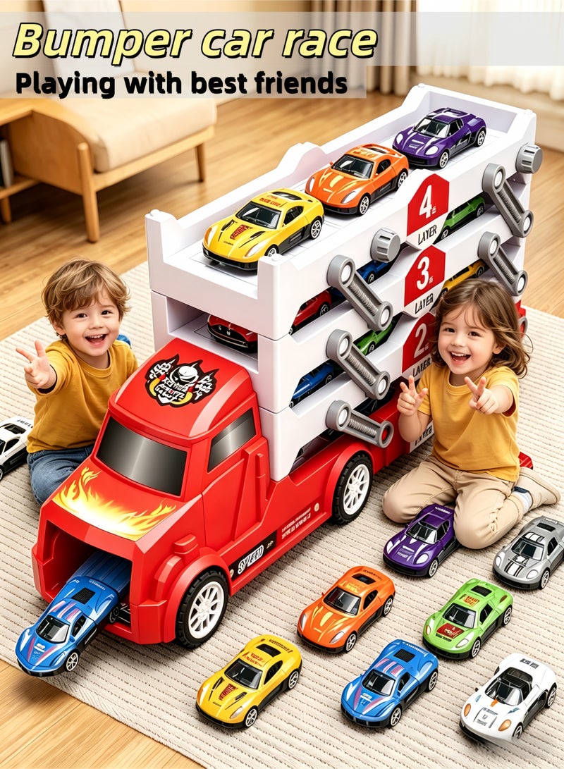 loven Catapult Truck Set: Includes decals and die-cast toy truck; multiple children can play and race together | Suitable as a birthday gift toy for boys aged 3-8. - Image 4