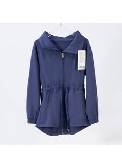 Spring Autumn Yoga Suit Turtle Neck Polo Jacket Womens Sporty Casual Fit Waist-Fitted Jacket Loose-Fit Training Outerwear Midnight blue 036 waist jacket