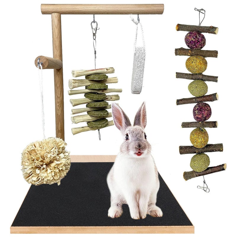 kathson Bunny Toys Rabbit Wooden Scratch Nail Scratch Board Hanging Chew Toys for Small Animals Guinea Pigs Hamster Chinchillas - Image 2