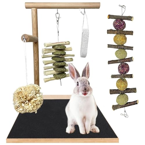 kathson Bunny Toys Rabbit Wooden Scratch Nail Scratch Board Hanging Chew Toys for Small Animals Guinea Pigs Hamster Chinchillas - Image 1