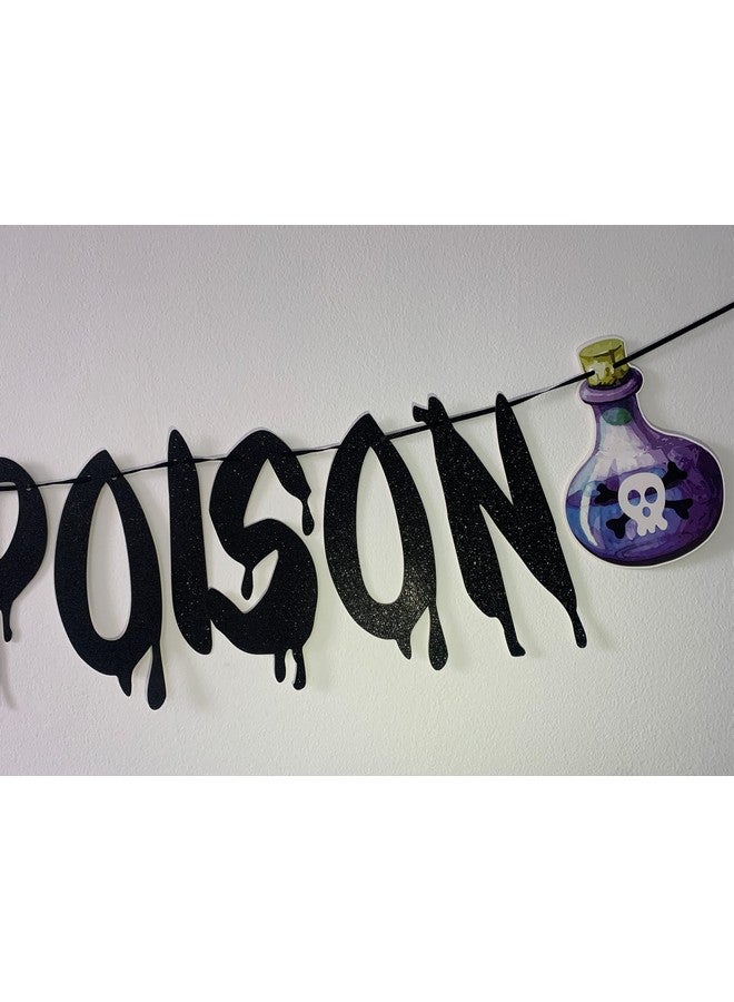 MAGQOO Pick Your Poison Banner Black Glittery Hocus Pocus Party Decoration Haunted Mansion Bar Halloween Decorations - Image 3
