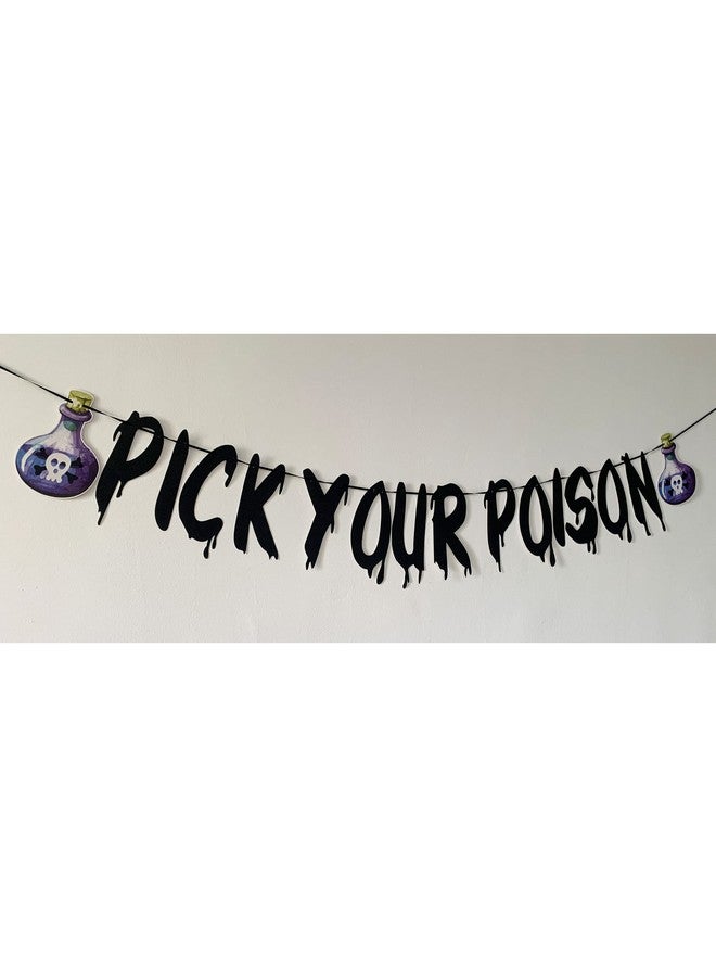 MAGQOO Pick Your Poison Banner Black Glittery Hocus Pocus Party Decoration Haunted Mansion Bar Halloween Decorations - Image 5