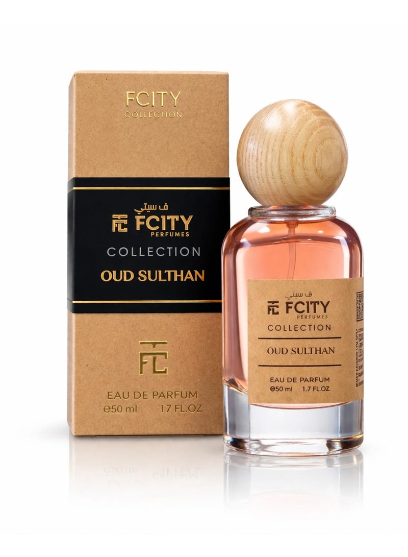 عطر FCITY PERFUME Oud Sulthan Eau De Parfum 50ml - عطر عود شرقي منعش يدوم طويلاً للرجال والنساء - الحمضيات والأزهار والمسك والأخشاب - عطر للجنسين