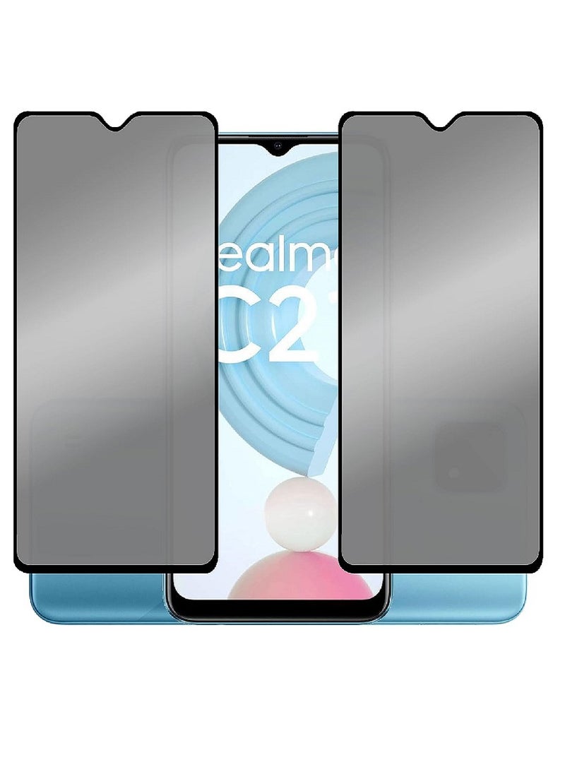 Super 2 Pieces Tempered Glass Screen Protector Anti-Spy Privacy Designed For Realme C21  Full Screen Coverage And Bubble Free - Image 1