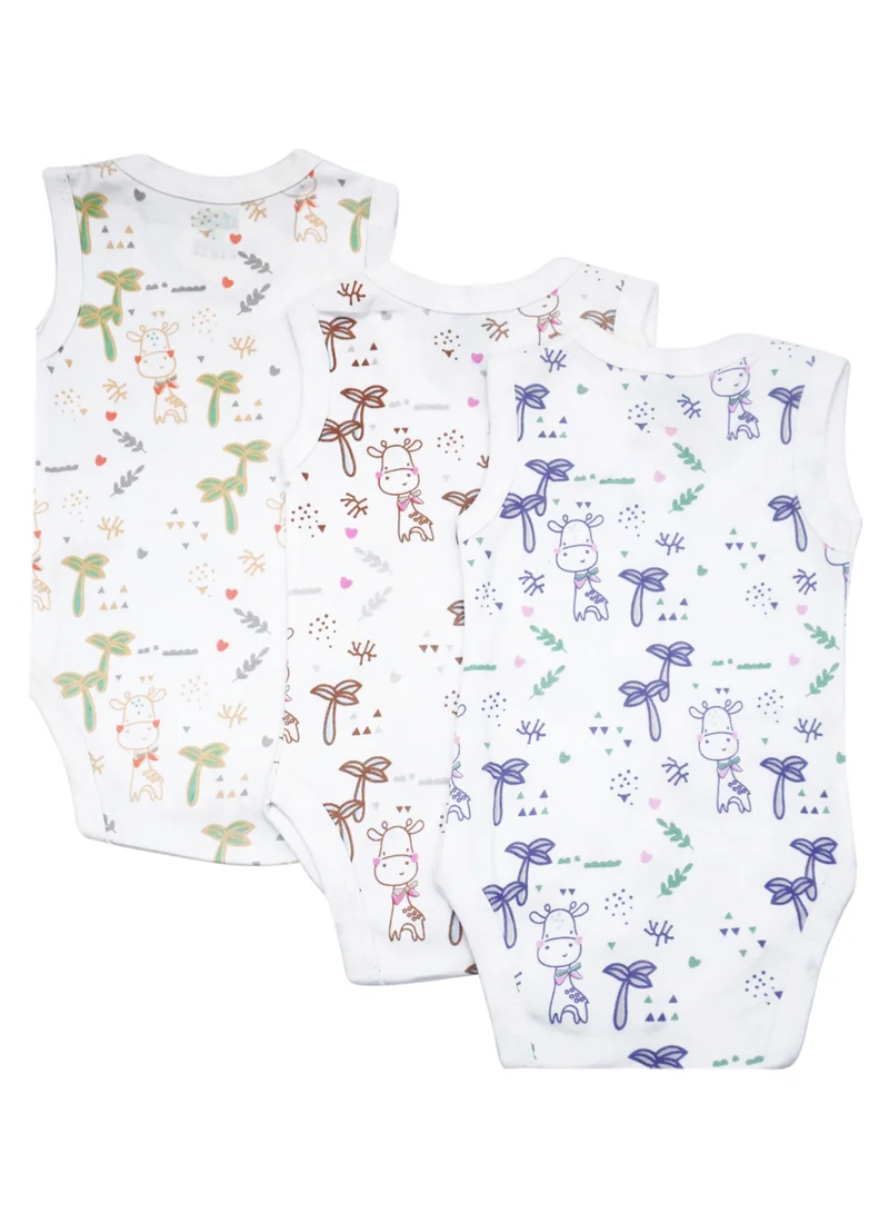 Babies Basic BabiesBasic 100% Super Combed Cotton, Sleeveless Romper/Bodysuit, for New Born to 24months. Set of 3 - Printed