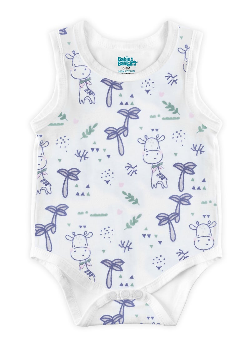 Babies Basic BabiesBasic 100% Super Combed Cotton, Sleeveless Romper/Bodysuit, for New Born to 24months. Set of 3 - Printed  - Image 4