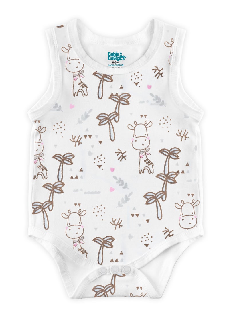 Babies Basic BabiesBasic 100% Super Combed Cotton, Sleeveless Romper/Bodysuit, for New Born to 24months. Set of 3 - Printed  - Image 5