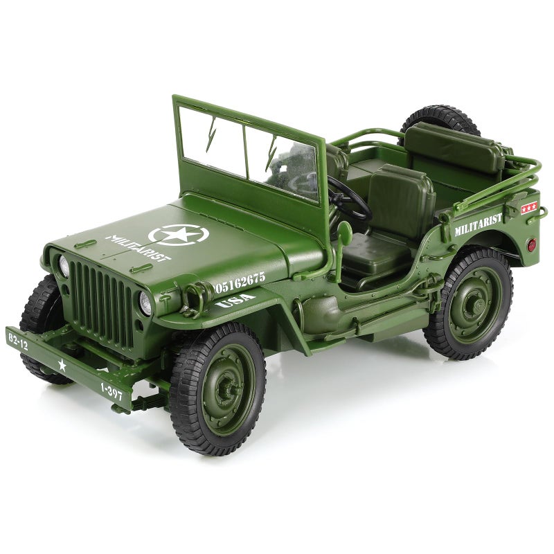 NUOTIE 118 Scale Military Tactical Car Model Willys MB US Army Truck Miniature Military Utility Off Road Vehicle Alloy Metal Diecast Model for Adults Collection or Gift - Image 2