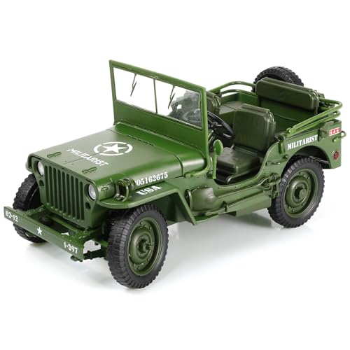 NUOTIE 118 Scale Military Tactical Car Model Willys MB US Army Truck Miniature Military Utility Off Road Vehicle Alloy Metal Diecast Model for Adults Collection or Gift - Image 1