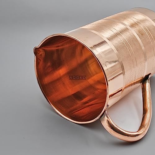 Adoko Pure Copper Water Jug Copper Pitcher for Drinking Water and Storage with Ayurveda Health Benefit & Smooth Finished 1.5 litres - Image 3
