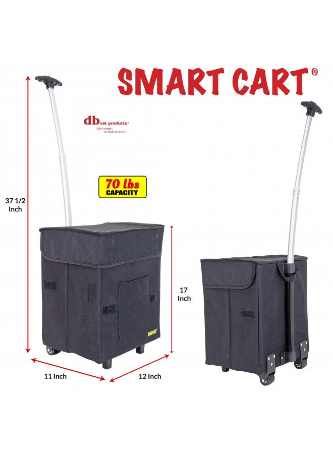 dbest products Smart Cart, BLACK Collapsible Rolling Utility Cart Basket Grocery Shopping Teacher Hobby Craft Art - Image 1