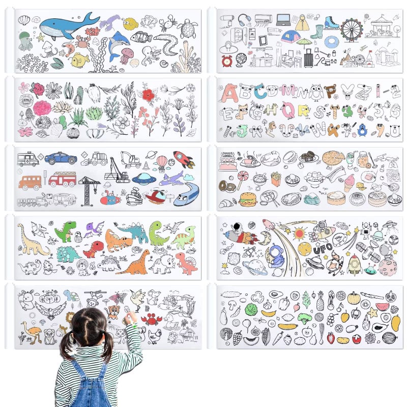 10 Pieces Children Drawing Roll 1239 inches Coloring Paper Roll DIY Painting Color Filling Paper for Kids