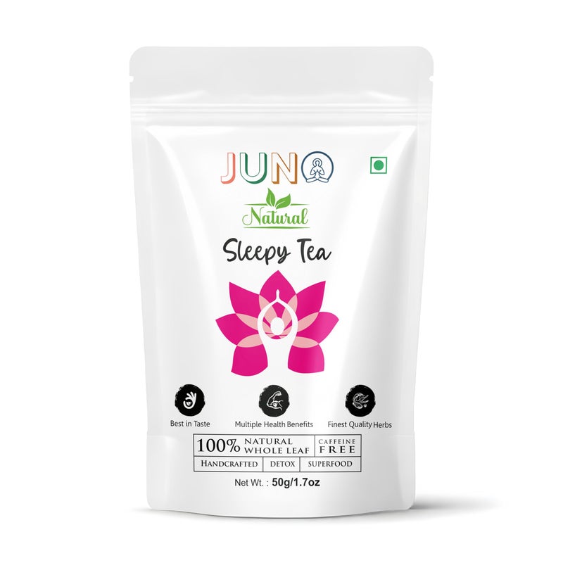 Juno Natural Sleepy Tea - Herbal Tea for Relaxation & Restful Sleep - Stress Relief - 50g - Caffeine-Free - Image 1