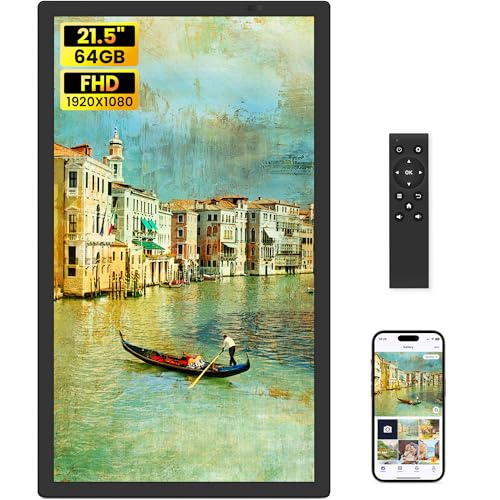 WONNIE Uhale 21.5 Inch Large Digital Picture Frame WiFi with Remote Control, 1920 x 1080 FHD IPS No Touch Screen Electronic Photo Frames with 64GB, Support SD USB, Share Photos Videos Instantly - Image 1