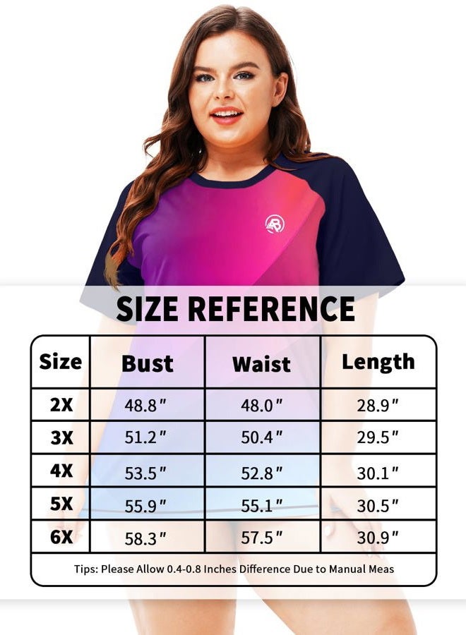 AOBUTE Plus Size Swim Rash Guard for Women Sun Protection Short Sleeve Uv Shirts UPF 50 Quick Dry Water Shirt 4X - Image 5