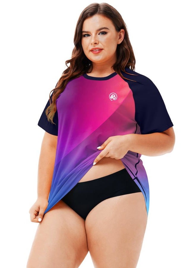AOBUTE Plus Size Swim Rash Guard for Women Sun Protection Short Sleeve Uv Shirts UPF 50 Quick Dry Water Shirt 4X - Image 4