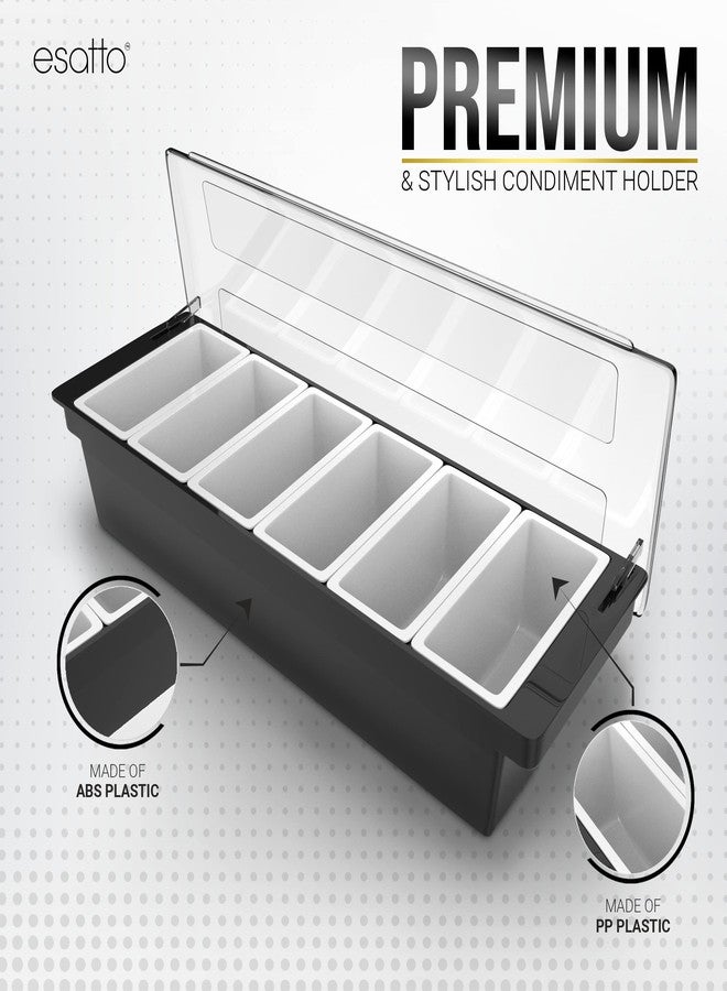 Esatto Bar Products Condiment Holder with 6-1 Pint Inserts Black, Keeps Fruit and Berries Fresher Longer, Additional 12 Pourers, 12 Pourer Covers, 1 Muddler - Image 4