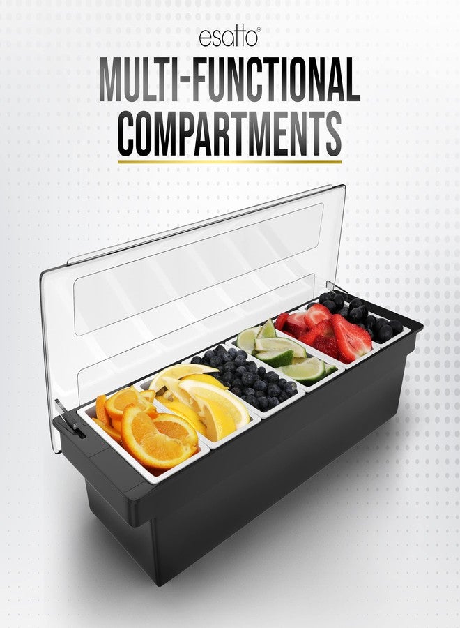 Esatto Bar Products Condiment Holder with 6-1 Pint Inserts Black, Keeps Fruit and Berries Fresher Longer, Additional 12 Pourers, 12 Pourer Covers, 1 Muddler - Image 5