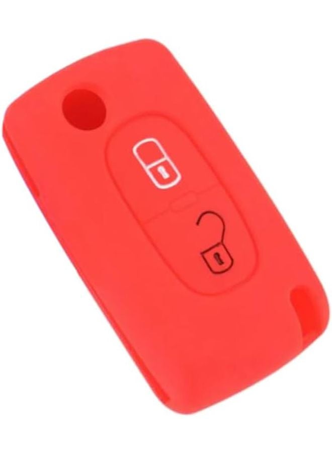 Silicone Car Key Case Cover Red Scratch Resistant Easy to Clean Durable Protector - Image 1