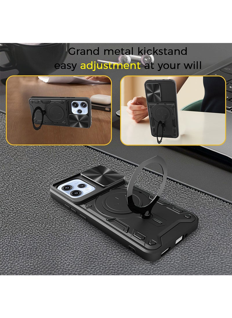Phone Case for OPPO Reno 15 5G with Camera Cover and Ring Holder, Hard Back + Soft Edge Shockproof Protective Cover - Image 3