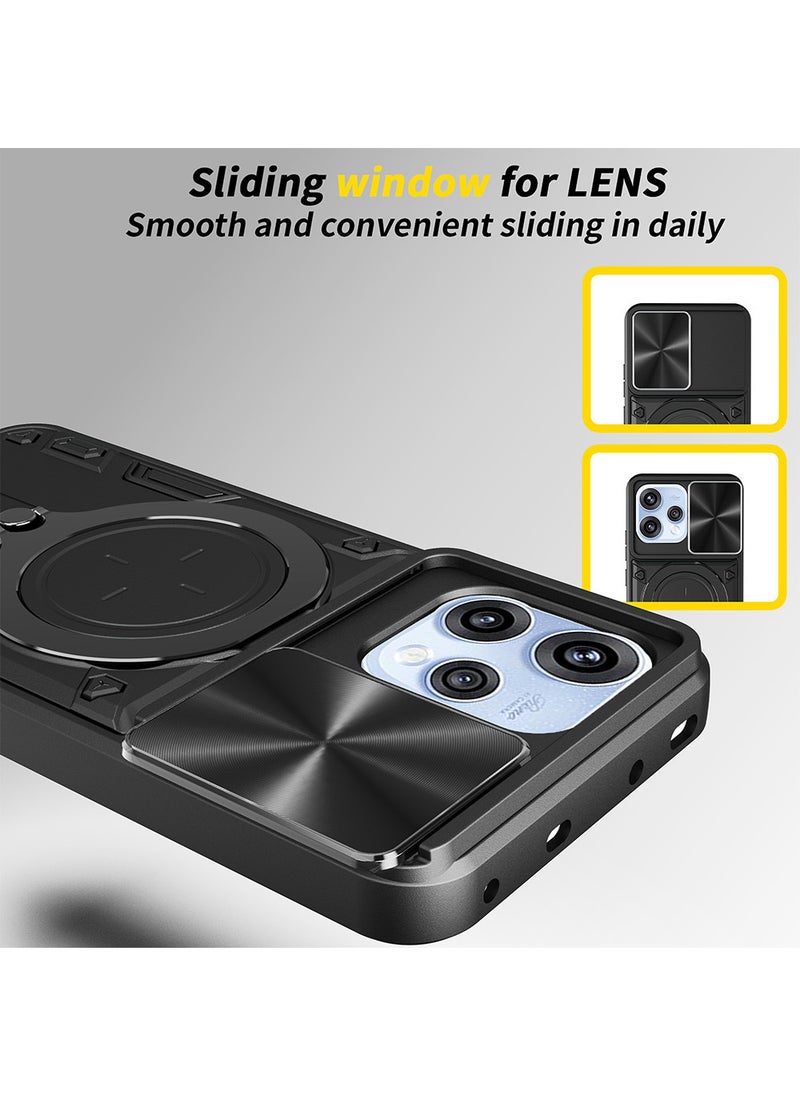 Phone Case for OPPO Reno 15 5G with Camera Cover and Ring Holder, Hard Back + Soft Edge Shockproof Protective Cover - Image 2