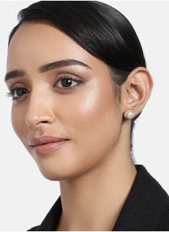 Just Peachy Just Peachy Gold-Plated Cubic Zirconia Floral Studs, Elegant Floral Design with Sparkling Zirconia, Perfect for Any Occasion, Lightweight and Comfortable, Hypoallergenic and Durable, Stylish Accessory  - Image 2