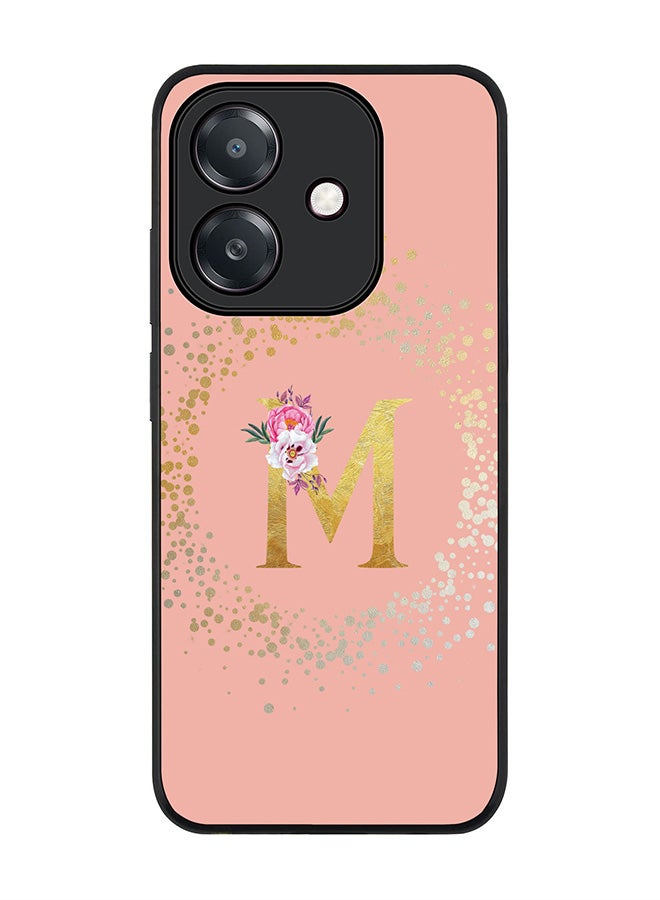 Stylizedd For Oppo A5i Case,Slim fit Camera Protection, Shockproof Thin Phone cover  - Custom Monogram Floral - M  (Rose Pink )