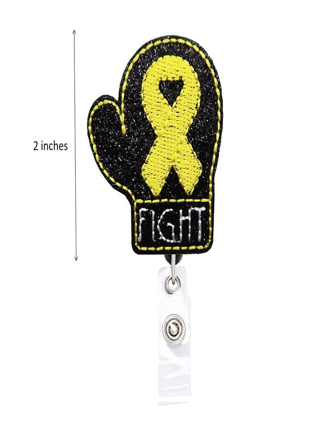 Rockapatch Childhood Cancer Awareness Sparkle Glitter Retractable Name Card Badge Holder Reel with Alligator Clip, 24 inches Thick Pull Cord - Image 3