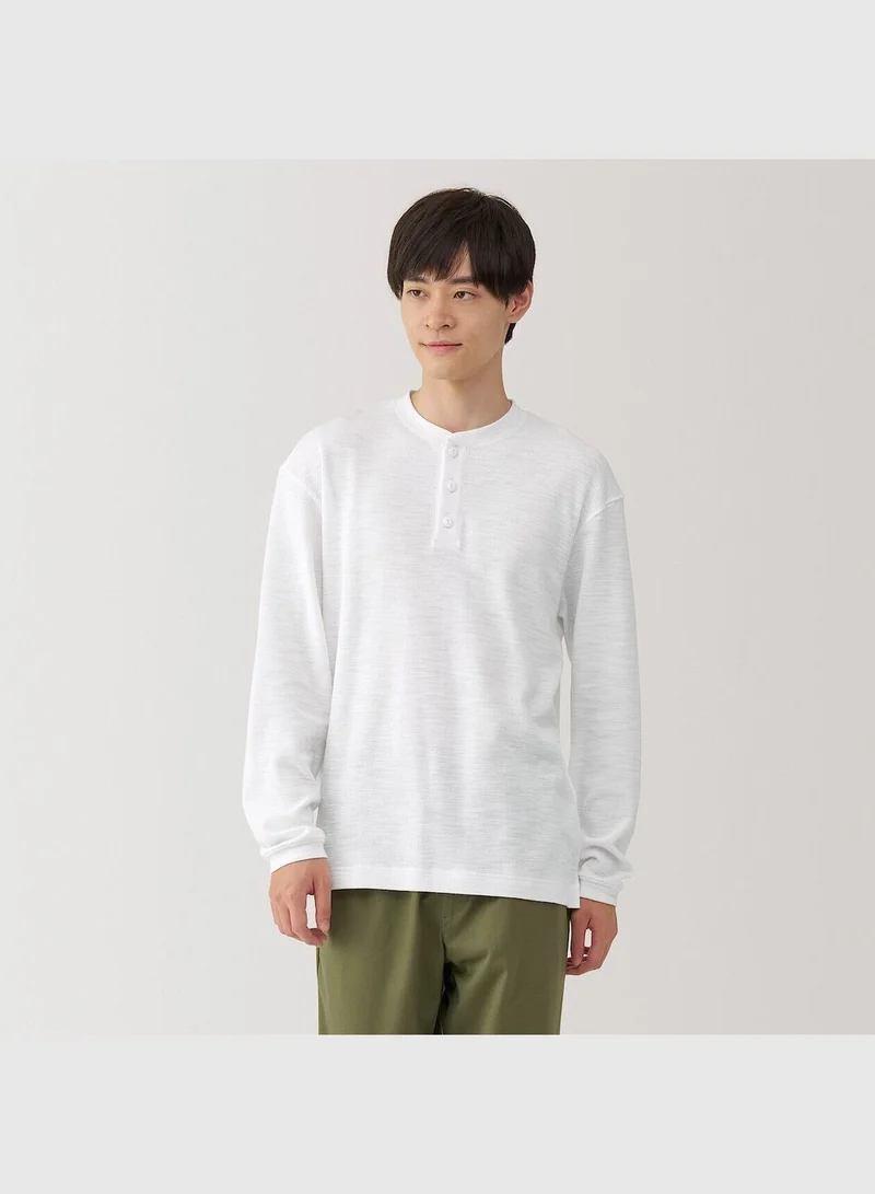 MUJI Waffle Henly Neck Long Sleeve T-Shirt