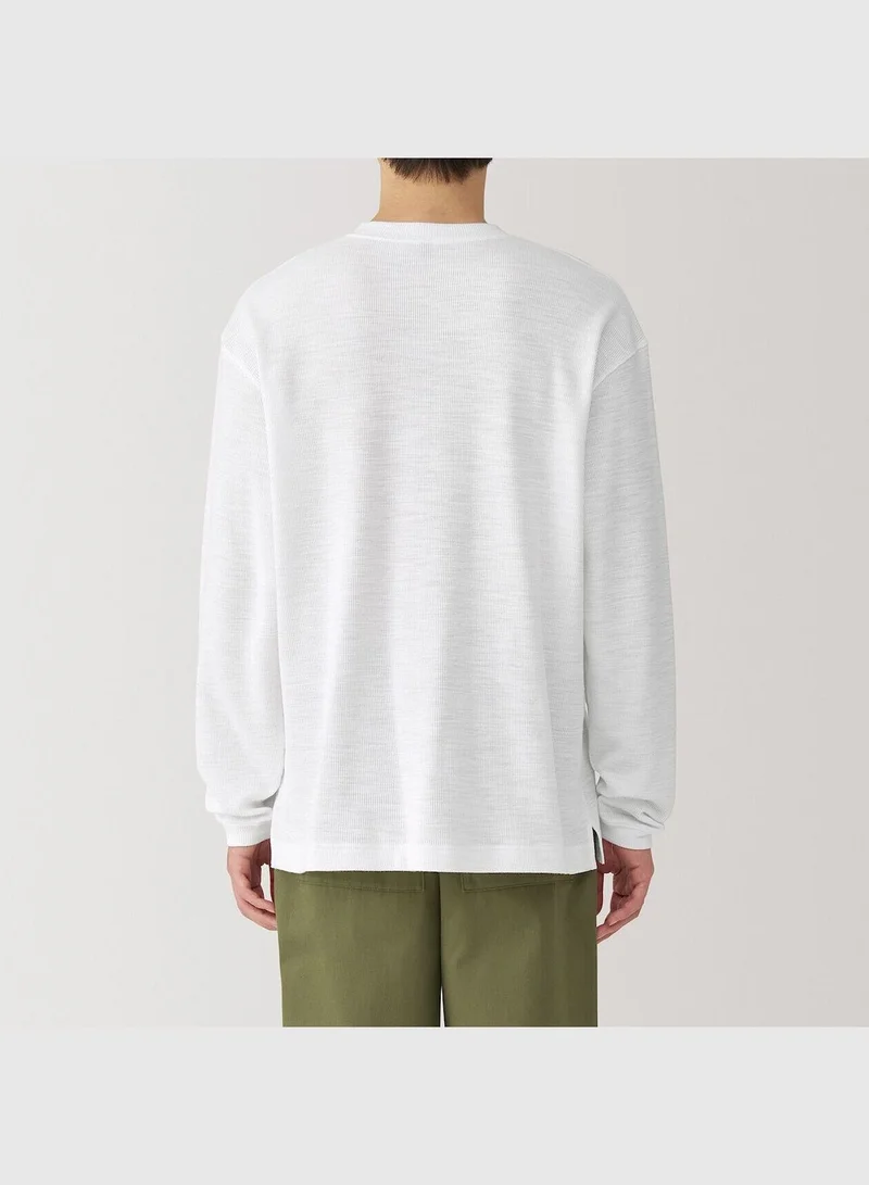 MUJI Waffle Henly Neck Long Sleeve T-Shirt