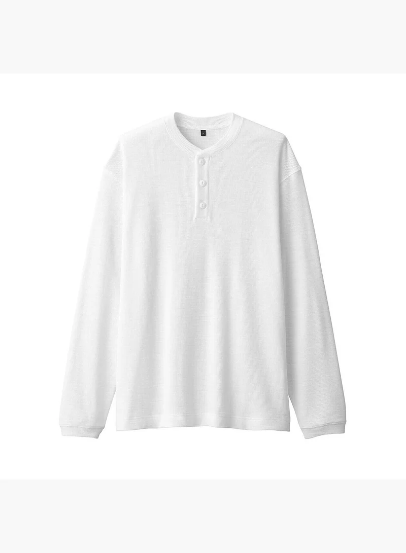 MUJI Waffle Henly Neck Long Sleeve T-Shirt