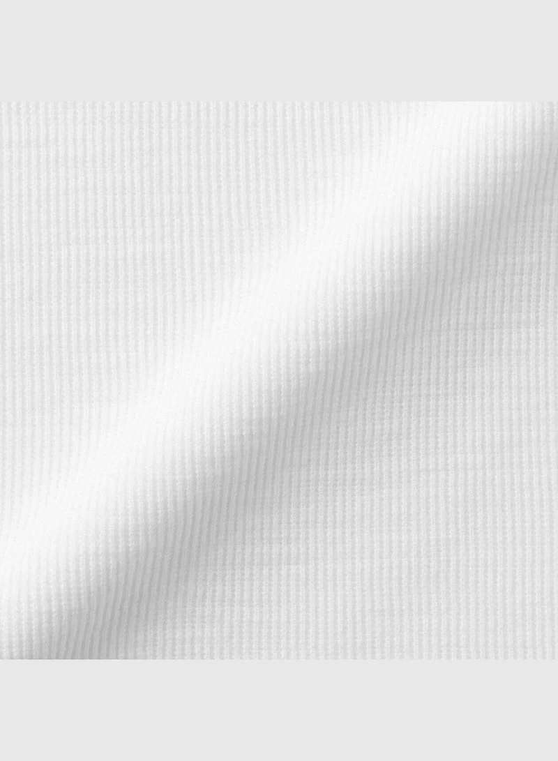MUJI Waffle Henly Neck Long Sleeve T-Shirt
