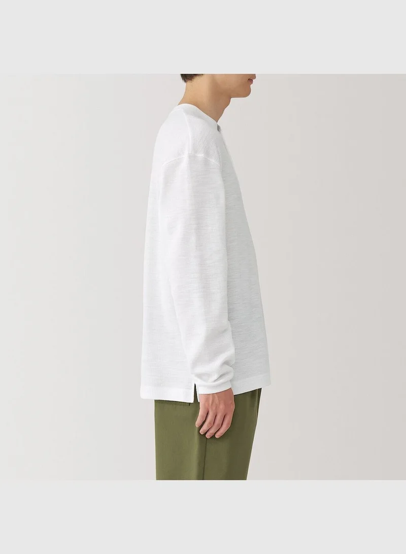 MUJI Waffle Henly Neck Long Sleeve T-Shirt