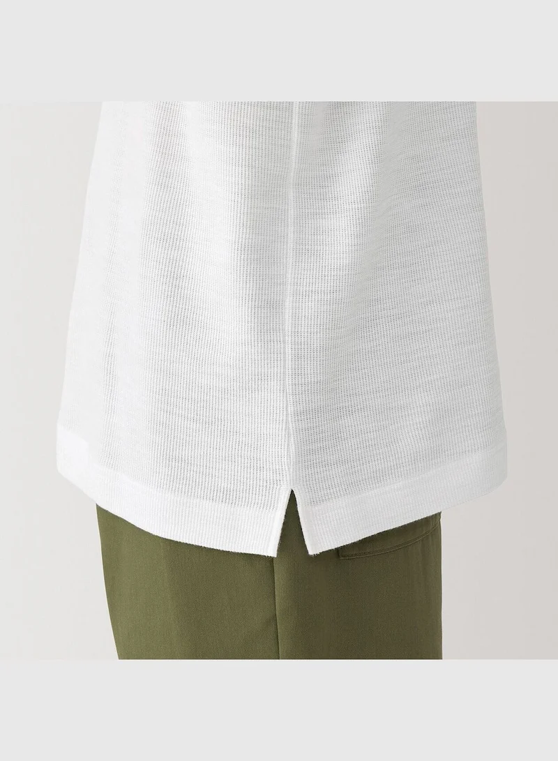MUJI Waffle Henly Neck Long Sleeve T-Shirt