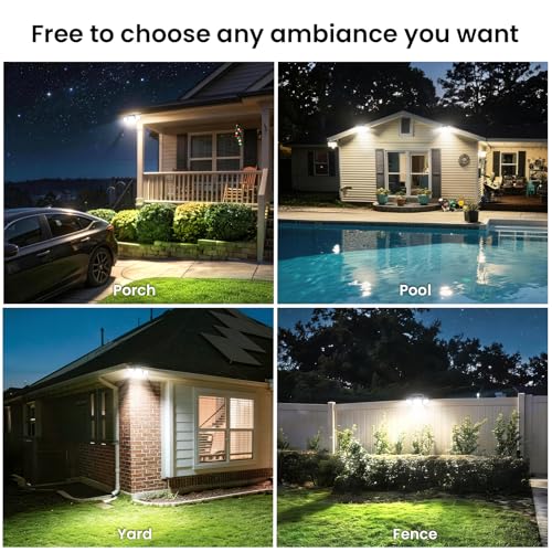 JEJOT Solar Security Light Outdoor Super Bright LED, Motion Sensor Flood Light, 3 Heads 270° Wide Angle,Remote Control, IP65 Waterproof, 3 Modes (3 Packs) - Image 3