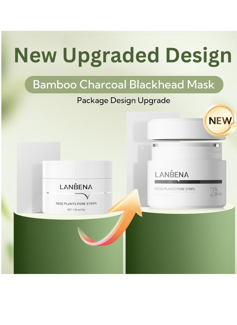 LANBENA - Nose Plants Pore Strips 2.0,Upgraded Blackhead Remover Mask with Salicylic Acid, Amazonian White Clay, Pore Cleanser Purifying Peel off Face Mask with 60 PCS Strips, Peel Off  Mask Nose Strips Aloe Facial Mask 30g - Image 1