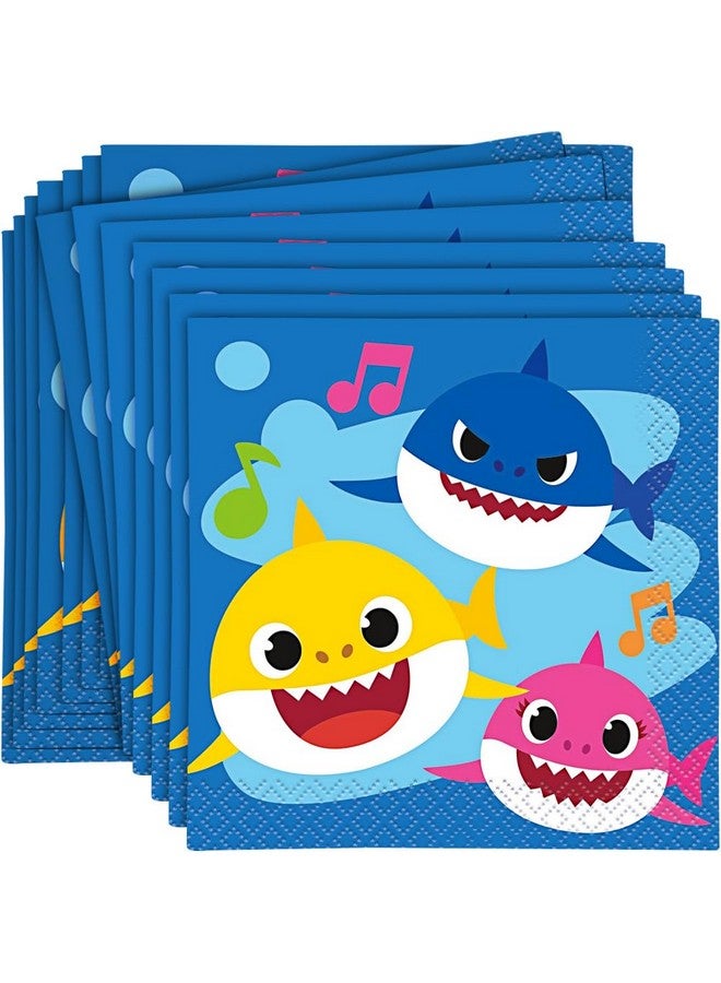 Unique Baby Shark Paper Beverage Napkins ; 5" X 5" ; 16 Pcsblue - Image 2