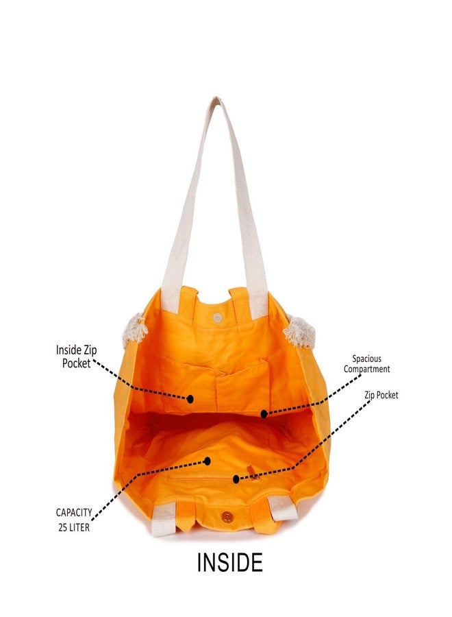 ASTRID Orange Embroidered Tote Bag With hand Handle - Image 4