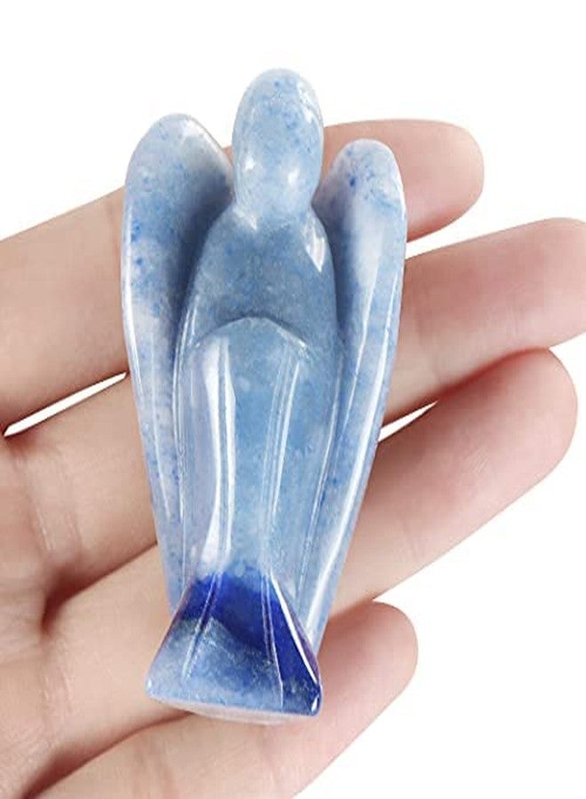 Artistone 2inch Blue Aventurine Angel Figurine Hand-Carved Healing Crystal Gemstone Guardian Pocket Angel Statue with Gift Box - Image 2
