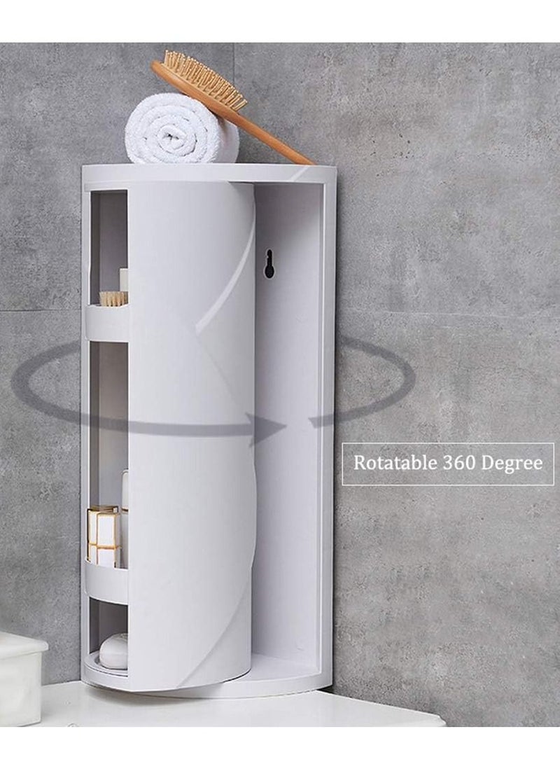 DubaiGallery 360 Rotating Makeup Organizer, White Multi Layer Storage Rack, Adjustable Bathroom Corner Shelf, for Bathroom Corner, Vanity Shelf Countertop  - Image 3