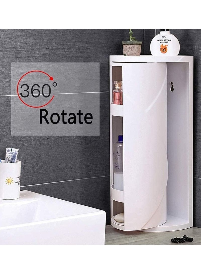 DubaiGallery 360 Rotating Makeup Organizer, White Multi Layer Storage Rack, Adjustable Bathroom Corner Shelf, for Bathroom Corner, Vanity Shelf Countertop  - Image 4