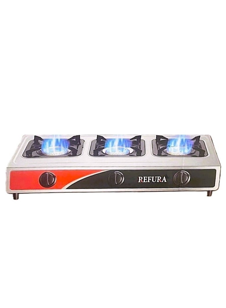 Three-burner gas stove with automatic ignition and stainless steel surface with a 2-meter gas range - Image 5