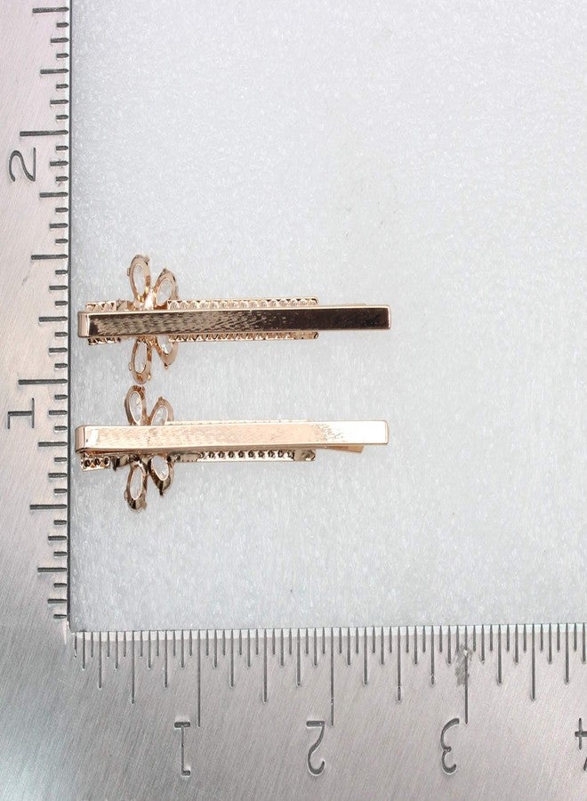 Faship A Pair Of Clear Crystal Floral Hair Clips 2 Pcs Pins - Image 4