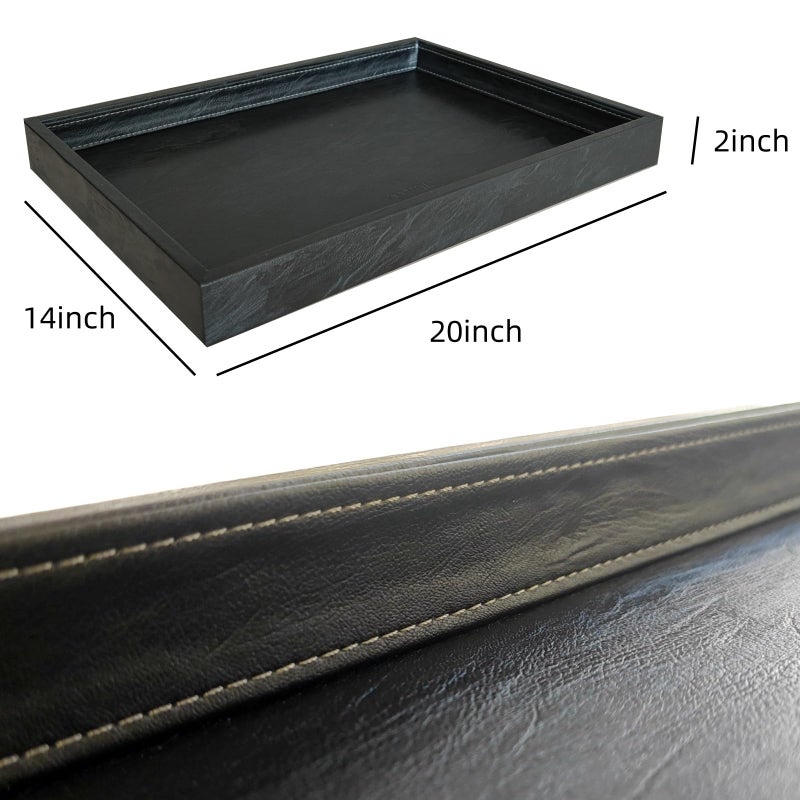QAVOL 20 x 14 inches High-End Light Luxury Leather Rectangle Oversized Service Tray for Ottoman Tray, Coffee, Food, Family Dinner, Picnic, Party Essentials (Black, 20 x 14 inch) - Image 5