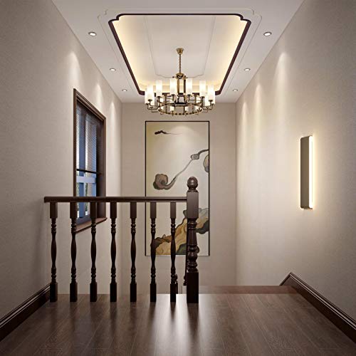Aipsun 20W/24in Rectangular LED Black Modern Wall Sconce Horizontal Up and Down Wall Mount Light for Indoor Vanity Bar Light Bedroom Living Room Bathroom Home Lighting Fixtures (Warm White 3000K) - Image 3